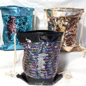 New Backpack,  Ruck Sack Shimmering Blend of Colours "Sequins"  Drawstring